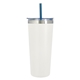 a white tumbler & blue straw 24 oz colma basics tumbler