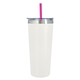 a white tumbler & fuchsia straw 24 oz colma basics tumbler