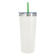 a white tumbler & lime green straw 24 oz colma basics tumbler
