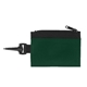 aerial view a dark green pouch with black trim and back zippered id holder, image 1 of 2