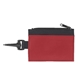 aerial view a red pouch with black trim and back zippered id holder, image 1 of 2