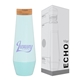 a group of h2go echo 16.9 oz vacuum insulated stainless steel water bottle with bamboo lid - aruba
