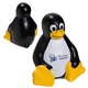 aerial view a black/white sitting penguin - squishy stress relievers, image 1 of 2