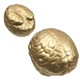 aerial view a gold brain stress ball reliever, image 1 of 2