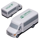 aerial view a white shuttle bus stress reliever, image 1 of 2
