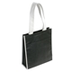 aerial view a black peak non - woven tote bag with pocket, image 1 of 2