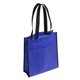 aerial view a blue peak non - woven tote bag with pocket, image 1 of 2