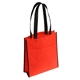 aerial view a red peak non - woven tote bag with pocket, image 1 of 2