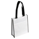 aerial view a white peak non - woven tote bag with pocket, image 1 of 2