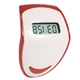 aerial view a red step hero 2 tone pedometer with belt clip, image 1 of 2