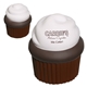 aerial view a brown/white cupcake stress reliever, image 1 of 2