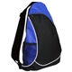 aerial view a blue natural curve non - woven / polyester sling backpack, image 1 of 2