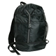 aerial view a black trail loop polyester drawstring backpack, image 1 of 2