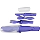 aerial view a blue portable cutlery set, image 1 of 2
