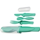 aerial view a green portable cutlery set, image 1 of 2