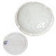 aerial view a white plush round hot / cold pack, image 1 of 2