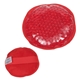 aerial view a red plush round hot / cold pack, image 1 of 2