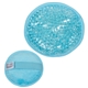 aerial view a pastel blue plush round hot / cold pack, image 1 of 2