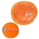 aerial view a pastel orange plush round hot / cold pack, image 1 of 3