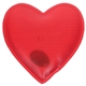 aerial view a red heart shaped hand warmer, image 1 of 2