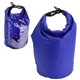 aerial view a blue 5- liter waterproof gear bag with touch - thru pouch, image 1 of 2