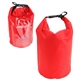 aerial view a red 5- liter waterproof gear bag with touch - thru pouch, image 1 of 2