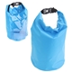 aerial view a sky blue 5- liter waterproof gear bag with touch - thru pouch, image 1 of 3