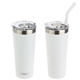 aerial view a white nayad(r) trouper 22 oz stainless double - wall tumbler with straw, image 1 of 4