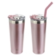 aerial view a rose gold nayad(r) trouper 22 oz stainless double - wall tumbler with straw, image 1 of 3