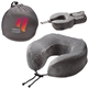 aerial view a gray snuggle memory foam neck pillow, image 1 of 2