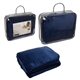 aerial view a navy blue bewell(tm) super soft cuddle blanket, image 1 of 2