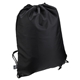 aerial view a black grab n go rpet budget drawstring backpack, image 1 of 2
