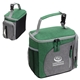 aerial view a green summit insulated cooler bag with napkin dispenser, image 1 of 4