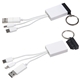 aerial view a white triplet 3- in -1 charging cable with screen cleaner, image 1 of 2