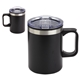 aerial view a black zara 14 oz stainless steel / polypropylene mug, image 1 of 2