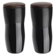 aerial view a black adriano 12 oz double - wall ceramic tumbler with wood lid, image 1 of 3