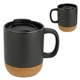 aerial view a gray balsamo 12 oz ceramic mug with cork base, image 1 of 2
