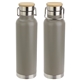aerial view a gray cusano 22 oz vacuum insulated stainless steel bottle with bamboo cap, image 1 of 2