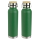aerial view a green cusano 22 oz vacuum insulated stainless steel bottle with bamboo cap, image 1 of 2