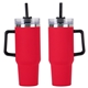 aerial view a red maxim 40 oz vacuum insulated stainless steel tumbler, image 1 of 2
