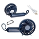 aerial view a navy blue quiet breeze rechargeable hand fan, image 1 of 4
