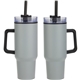 aerial view a gray outpost 40 oz stainless steel / polypropylene mug, image 1 of 2