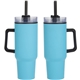 aerial view a aqua blue outpost 40 oz stainless steel / polypropylene mug, image 1 of 2