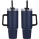 aerial view a navy blue outpost 40 oz stainless steel / polypropylene mug, image 1 of 2