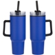 aerial view a royal blue outpost 40 oz stainless steel / polypropylene mug, image 1 of 2
