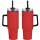 aerial view a red outpost 40 oz stainless steel / polypropylene mug, image 1 of 2