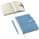 aerial view a sky blue thesis hardcover journal with magnetic closure pen, image 1 of 3