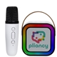 aerial view a white audition wireless karaoke speaker with microphone, image 1 of 6