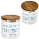 aerial view a clear corsica 22 oz glass canister with acacia lid, image 1 of 5