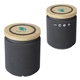 aerial view a gray bamboo wireless speaker 10w wireless charger, image 1 of 2